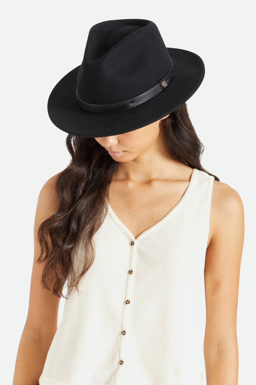 Fedoras Dama Brixton Messer Fedora Negrii | YLNTF0826