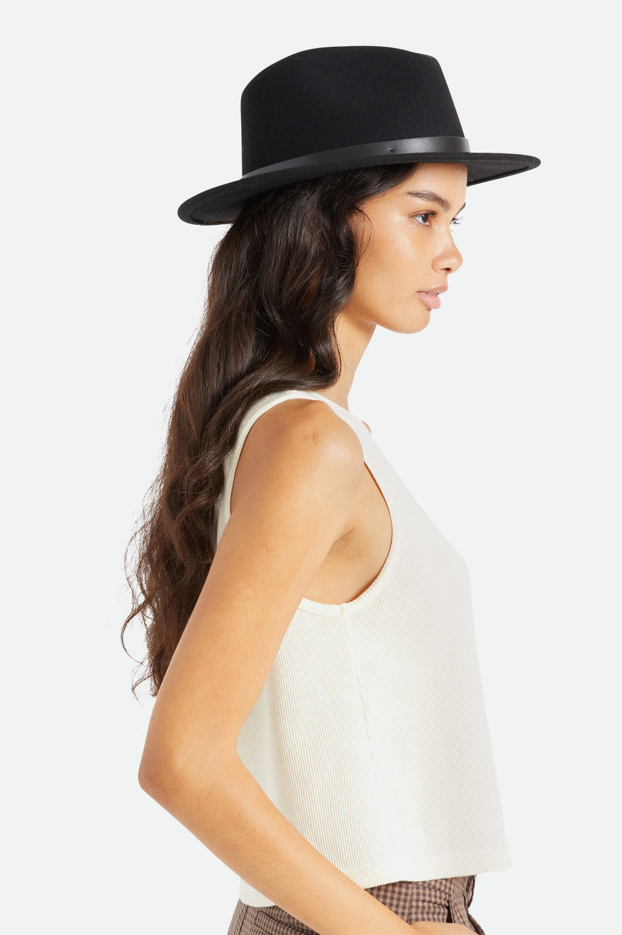 Fedoras Dama Brixton Messer Fedora Negrii | YLNTF0826