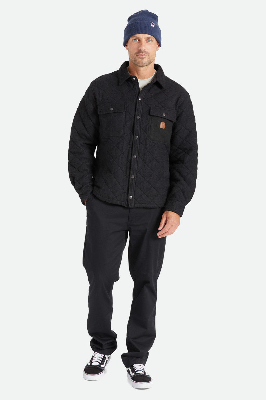 Geaca Barbati Brixton Cass Matlasat Fleece Negrii | WARXK6058