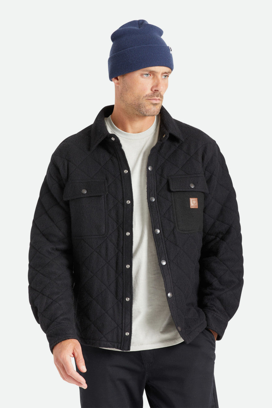 Geaca Barbati Brixton Cass Matlasat Fleece Negrii | WARXK6058