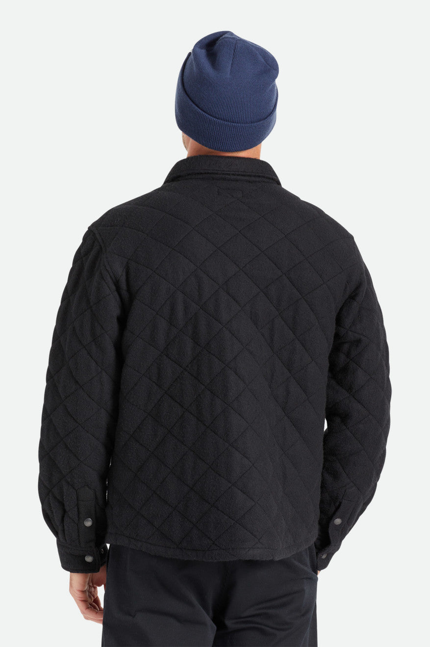 Geaca Barbati Brixton Cass Matlasat Fleece Negrii | WARXK6058