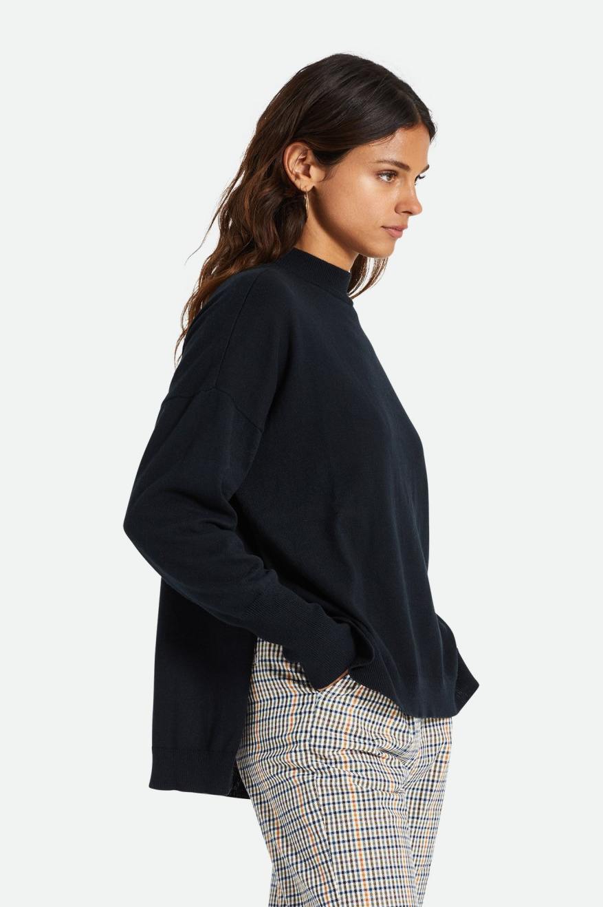 Pulovere Dama Brixton Reserve Oversized Cashmere Negrii | KAZOL0873