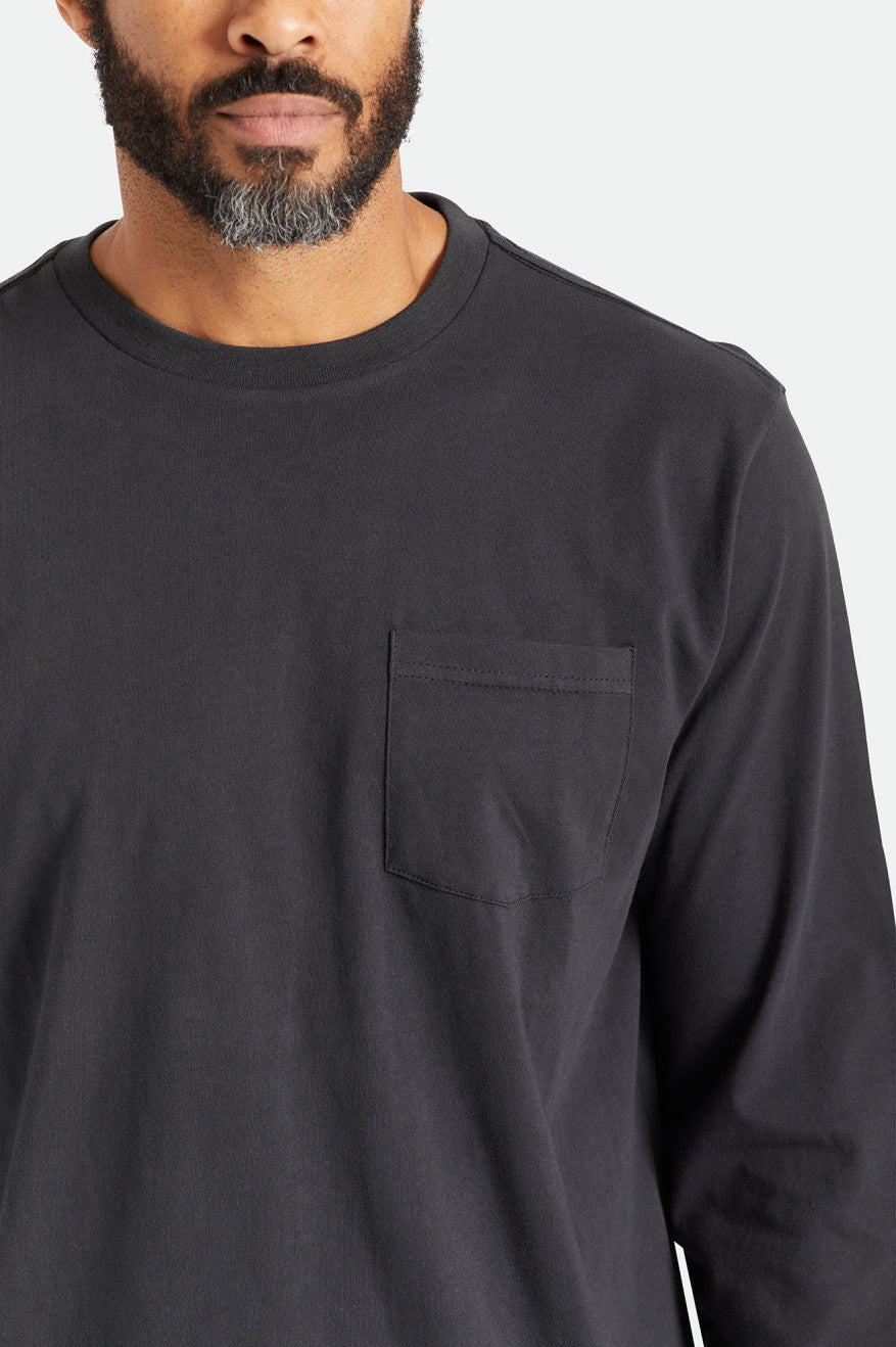 Topuri Barbati Brixton Basic L/S Pocket Negrii | GIMEP4761