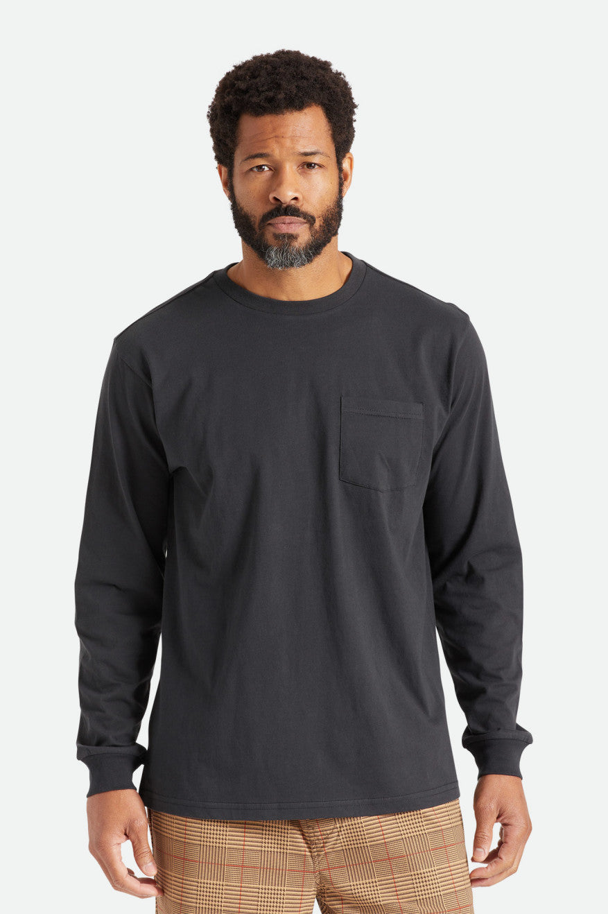 Topuri Barbati Brixton Basic L/S Pocket Negrii | GIMEP4761