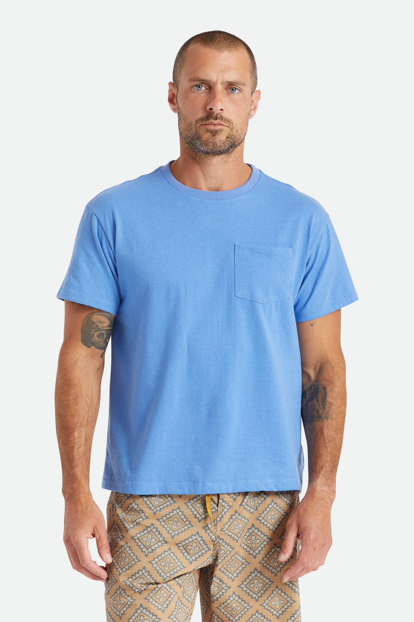 Topuri Barbati Brixton Basic S/S Pocket Albastri | SXJUE7985