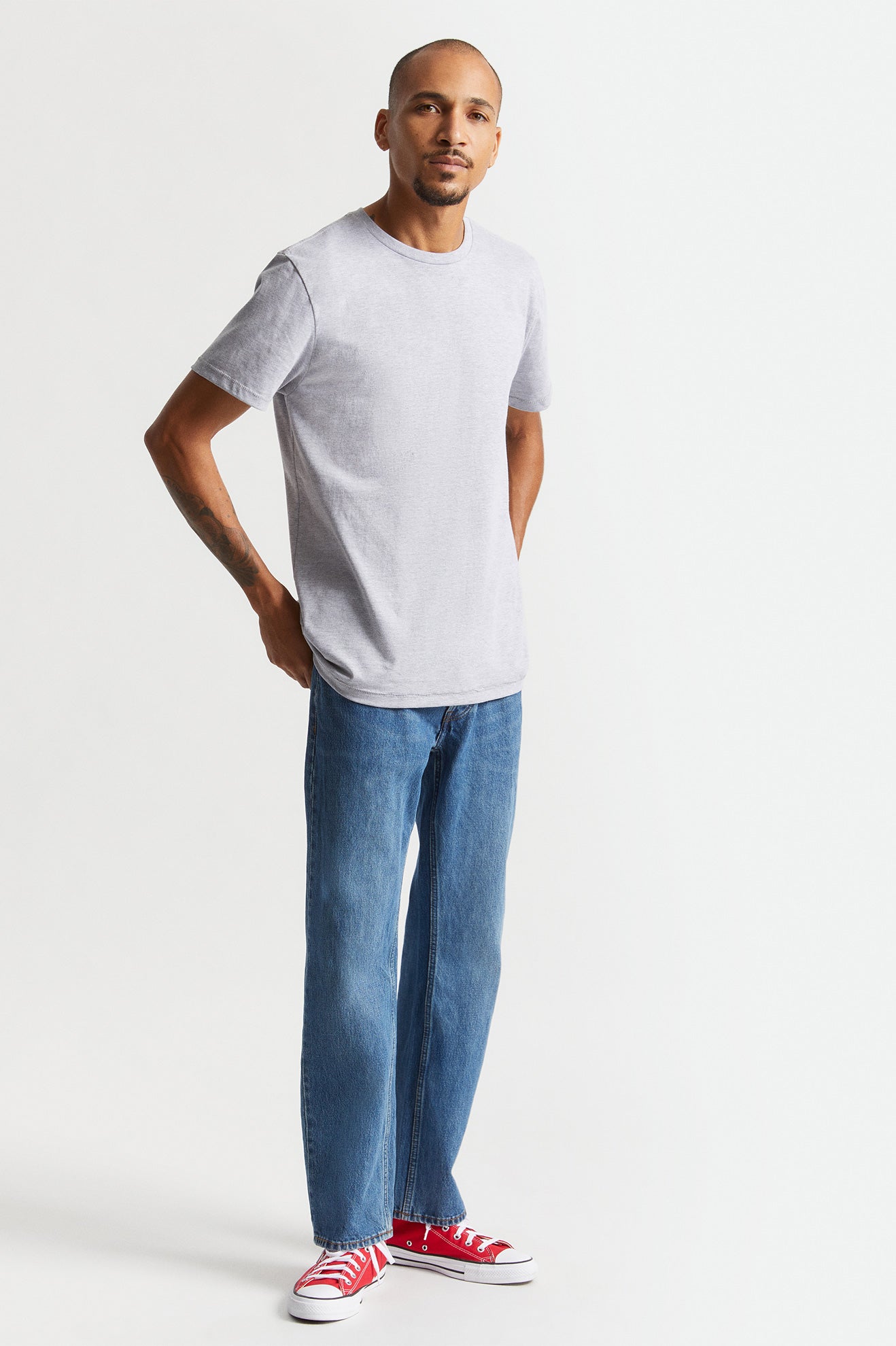 Topuri Barbati Brixton Basic S/S Tailored Gri | BRYVW8614