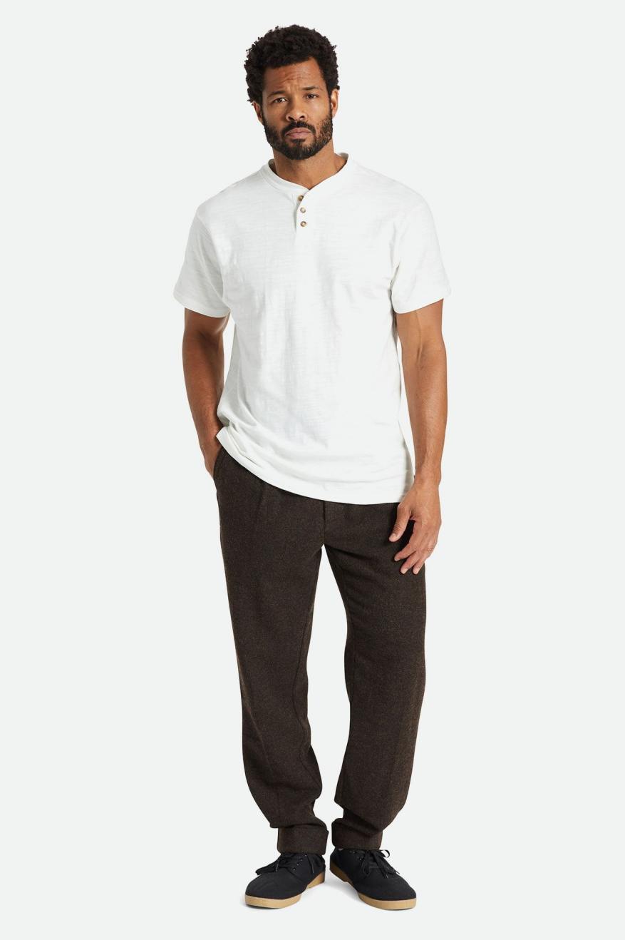 Topuri Barbati Brixton Basic Slub S/S Henley Albi | JCIAX1796