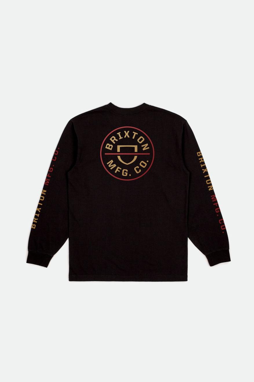 Topuri Barbati Brixton Crest L/S Standard Negrii Rosii Aurii Deschis | OQVDB6341