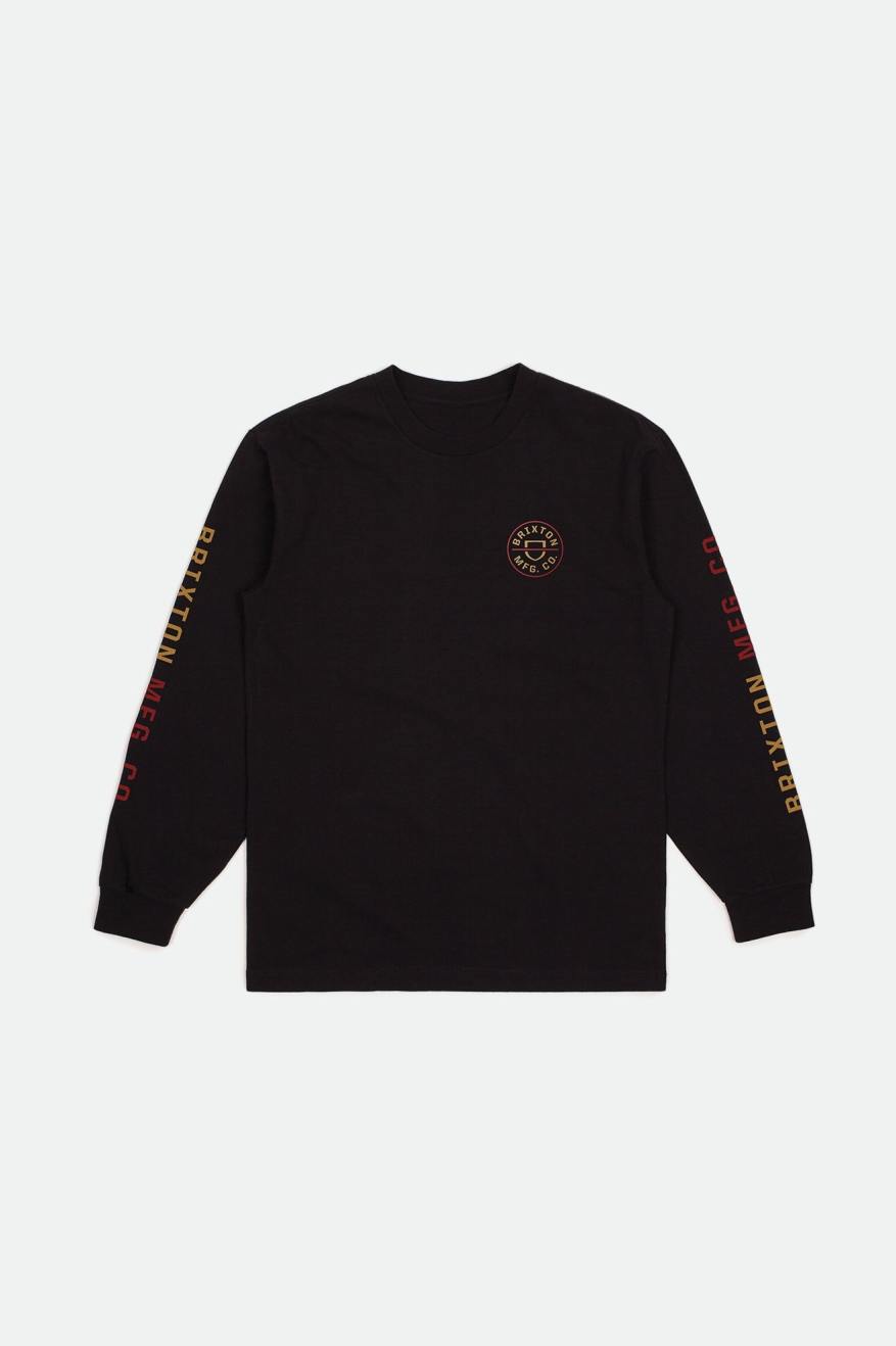 Topuri Barbati Brixton Crest L/S Standard Negrii Rosii Aurii Deschis | OQVDB6341