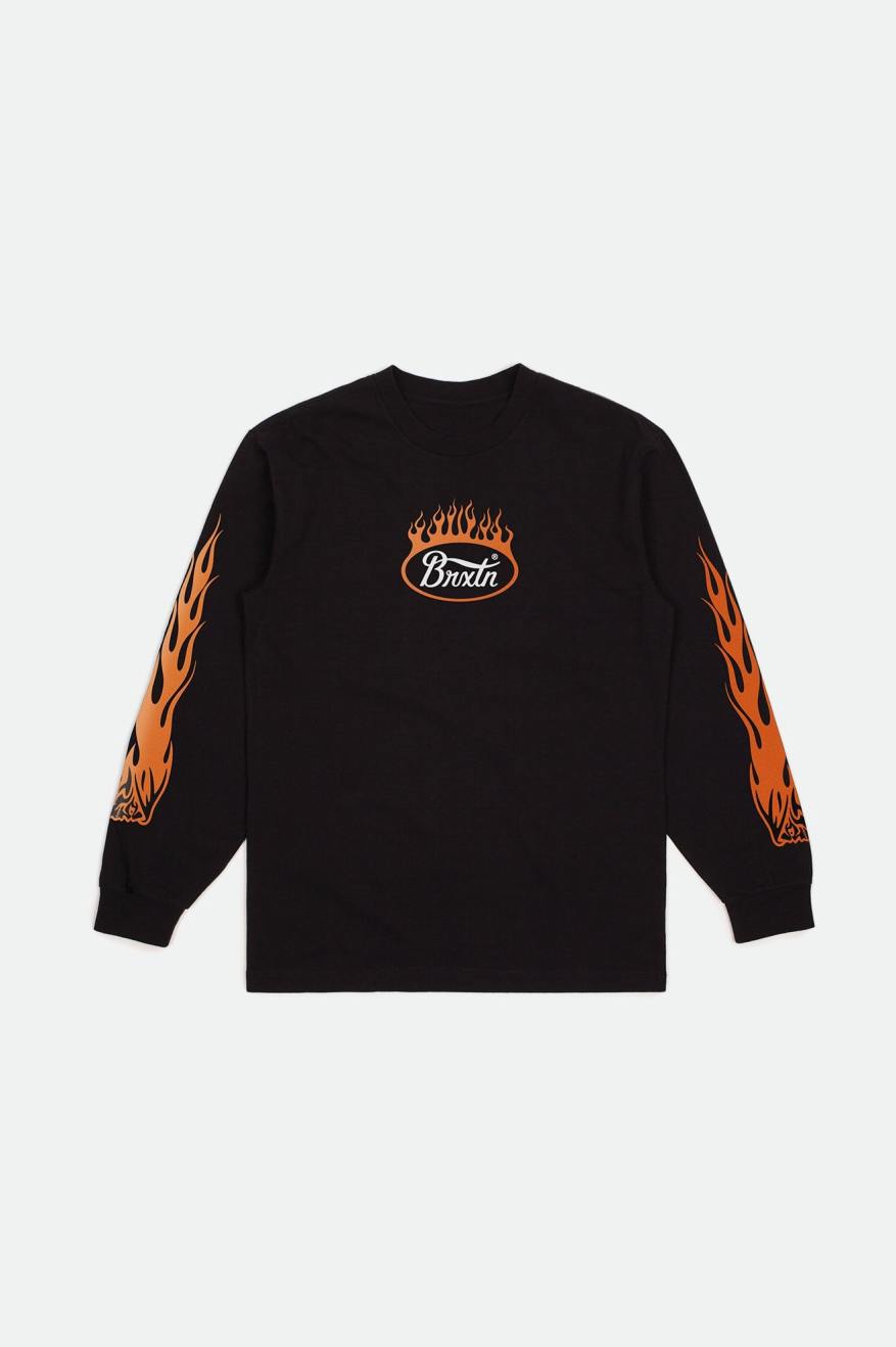 Topuri Barbati Brixton Parsons Flame L/S Standard Negrii Albi Portocalii | XLYAC1640