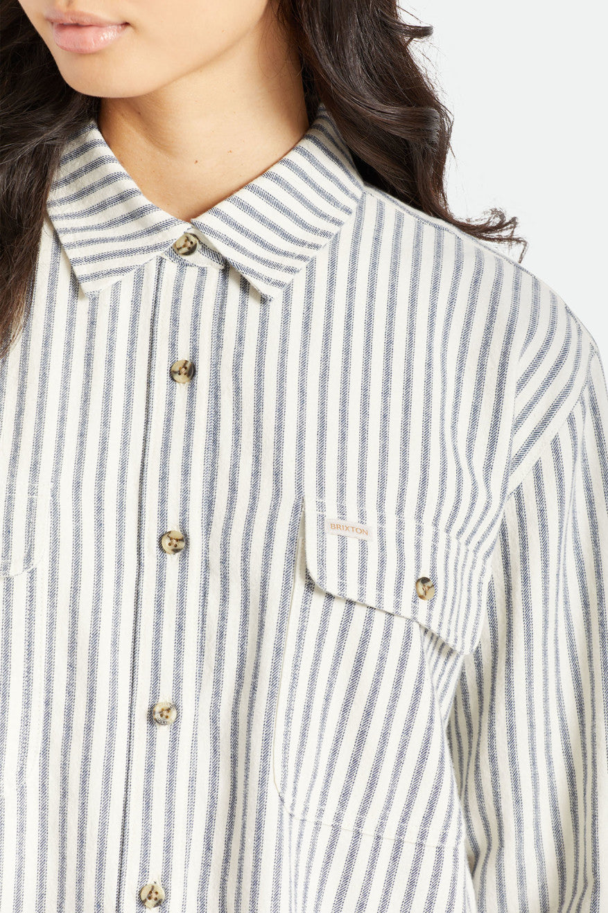 Topuri Dama Brixton Bowery Boyfriend L/S Stripes | FJBSP5276