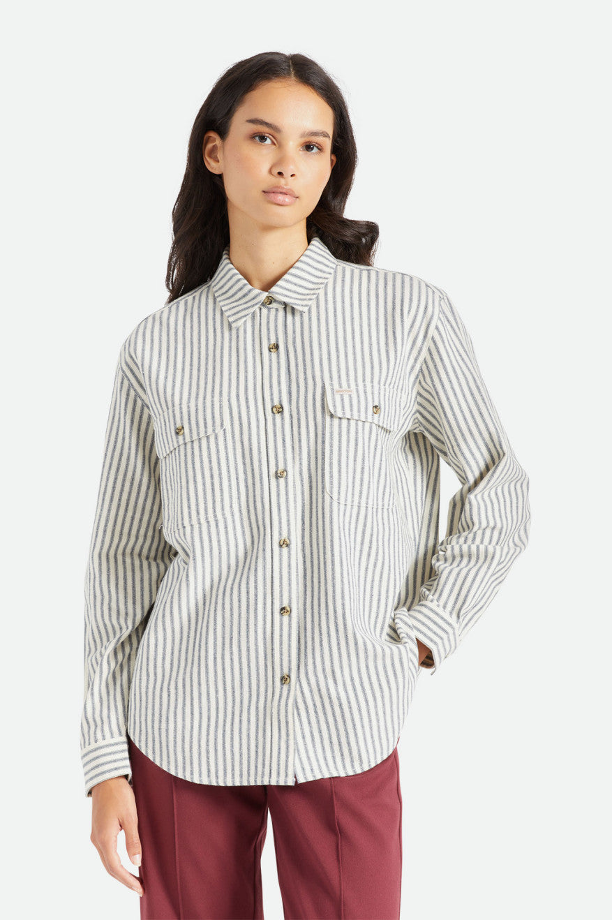 Topuri Dama Brixton Bowery Boyfriend L/S Stripes | FJBSP5276