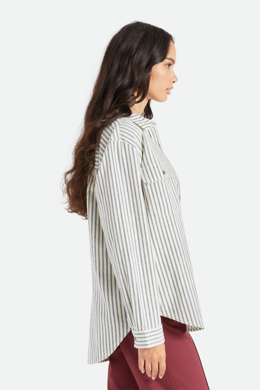 Topuri Dama Brixton Bowery Boyfriend L/S Stripes | FJBSP5276