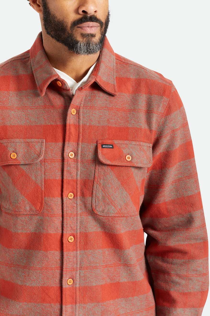 Topuri De Flanel Barbati Brixton Bowery Heavy Weight L/S Rosii | DSKQC5143