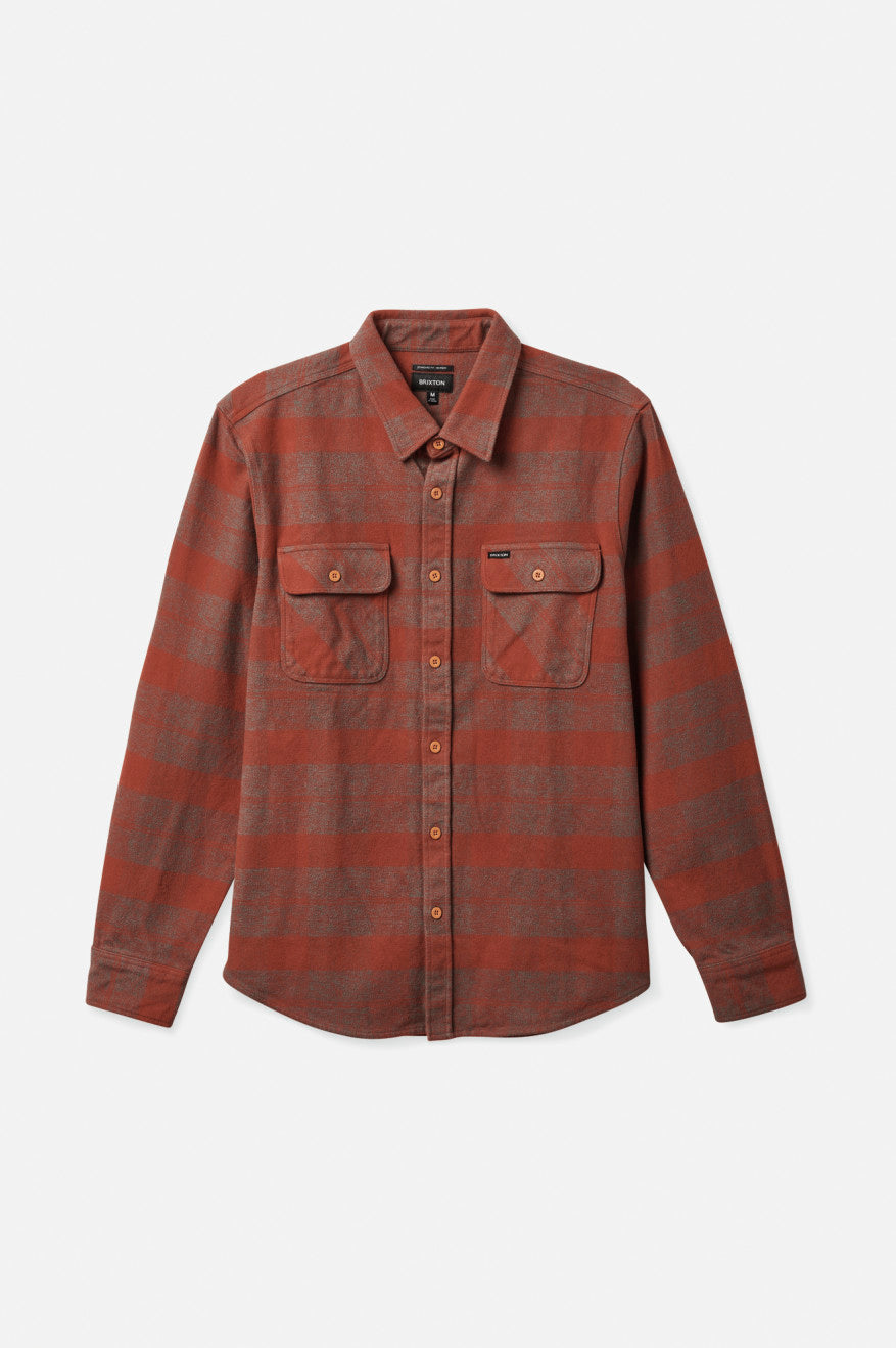 Topuri De Flanel Barbati Brixton Bowery Heavy Weight L/S Rosii | DSKQC5143