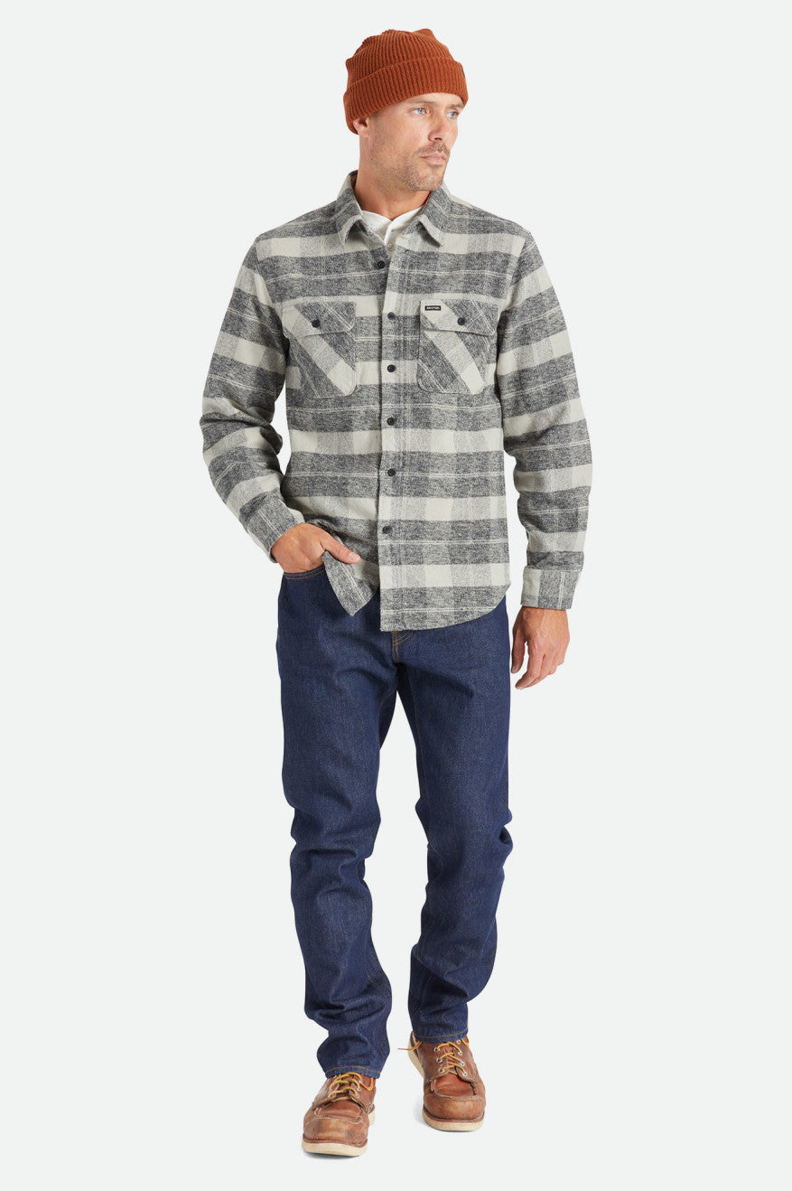 Topuri De Flanel Barbati Brixton Bowery Heavy Weight L/S Negrii Gri | FWQPC5947