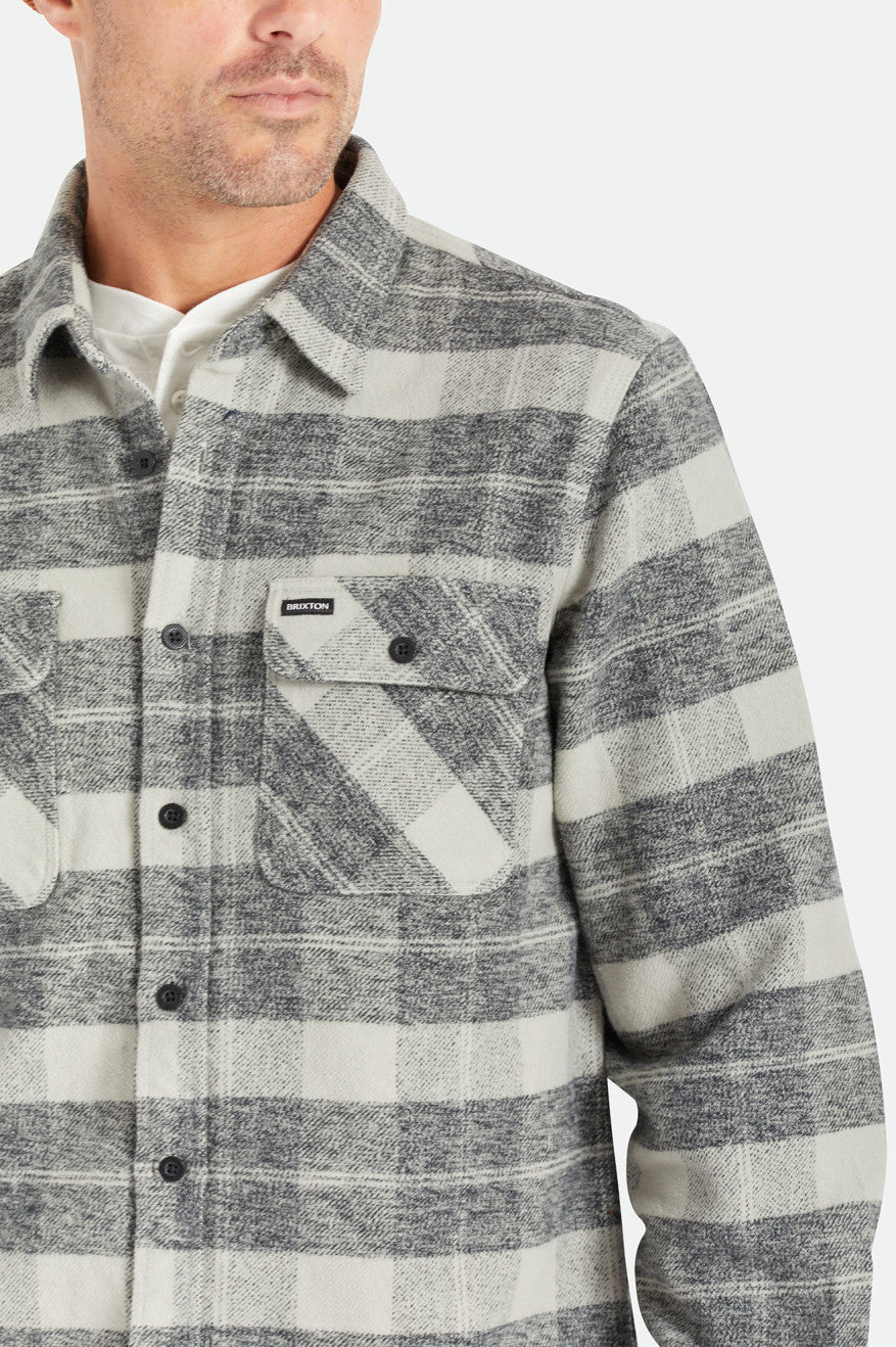 Topuri De Flanel Barbati Brixton Bowery Heavy Weight L/S Negrii Gri | FWQPC5947