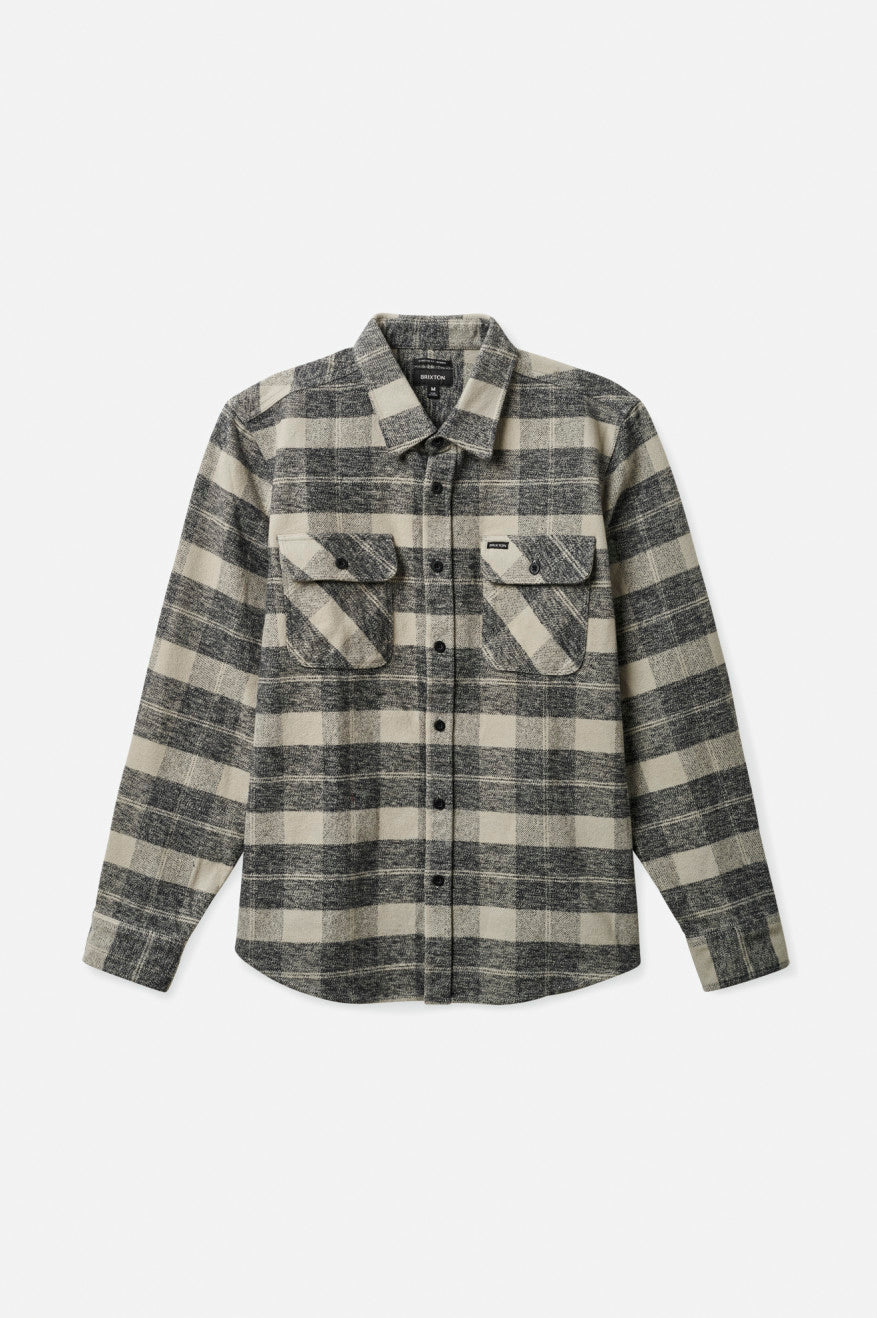 Topuri De Flanel Barbati Brixton Bowery Heavy Weight L/S Negrii Gri | FWQPC5947