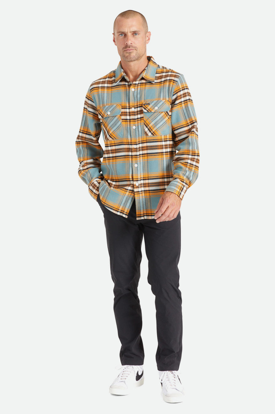 Topuri De Flanel Barbati Brixton Bowery Stretch L/S Utility Portocalii Albi | HTONE3241