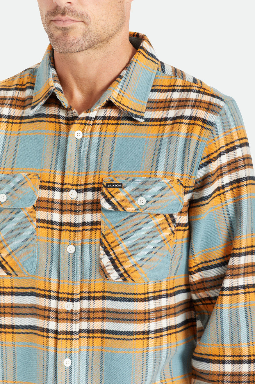 Topuri De Flanel Barbati Brixton Bowery Stretch L/S Utility Portocalii Albi | HTONE3241