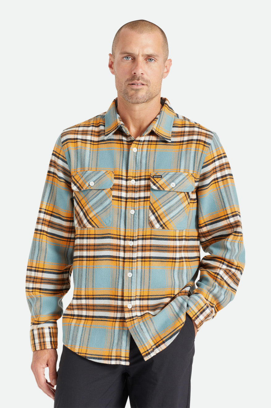 Topuri De Flanel Barbati Brixton Bowery Stretch L/S Utility Portocalii Albi | HTONE3241