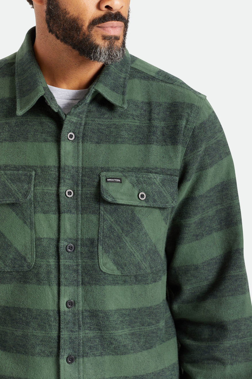 Topuri De Flanel Barbati Brixton Bowery Heavy Weight L/S Verzi | ISVNT5142