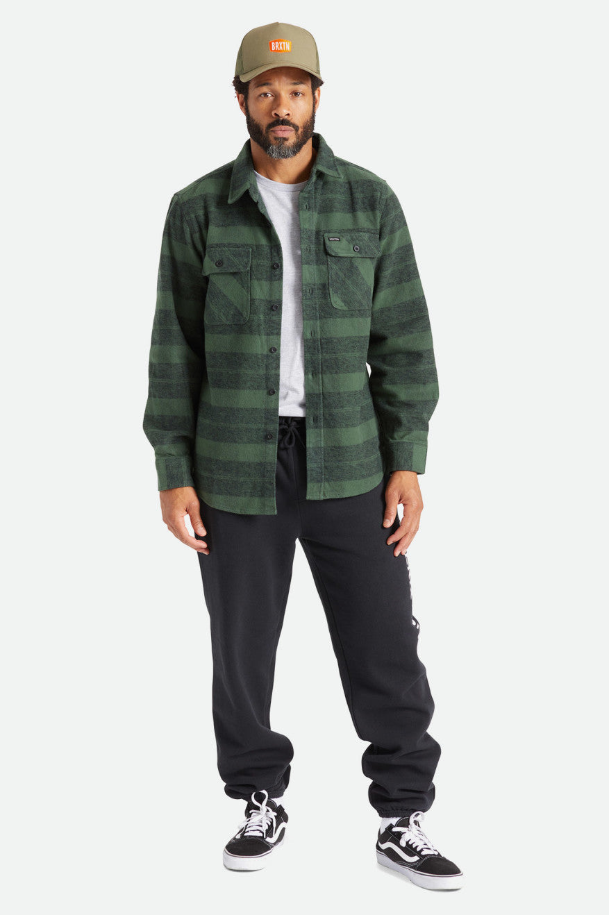 Topuri De Flanel Barbati Brixton Bowery Heavy Weight L/S Verzi | ISVNT5142