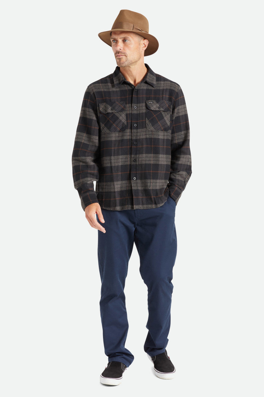 Topuri De Flanel Barbati Brixton Bowery L/S Negrii Gri | RYQDA9758