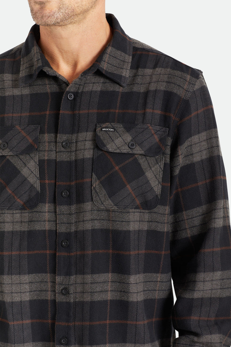 Topuri De Flanel Barbati Brixton Bowery L/S Negrii Gri | RYQDA9758