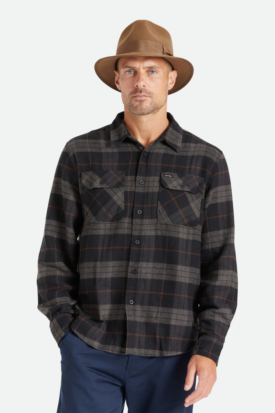 Topuri De Flanel Barbati Brixton Bowery L/S Negrii Gri | RYQDA9758