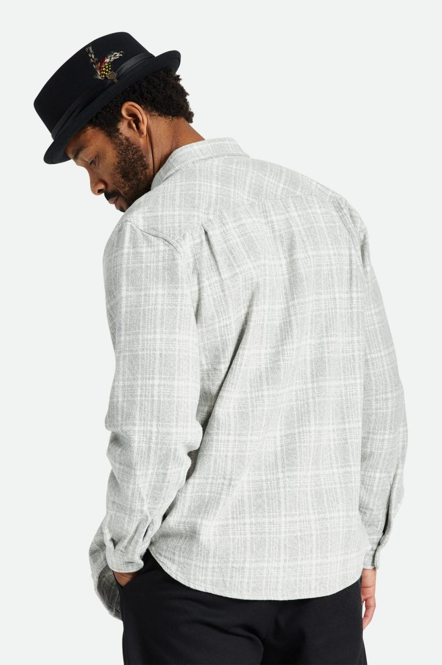 Topuri De Flanel Barbati Brixton Bowery Heavy Weight L/S Gri Albi | UPKQM7016