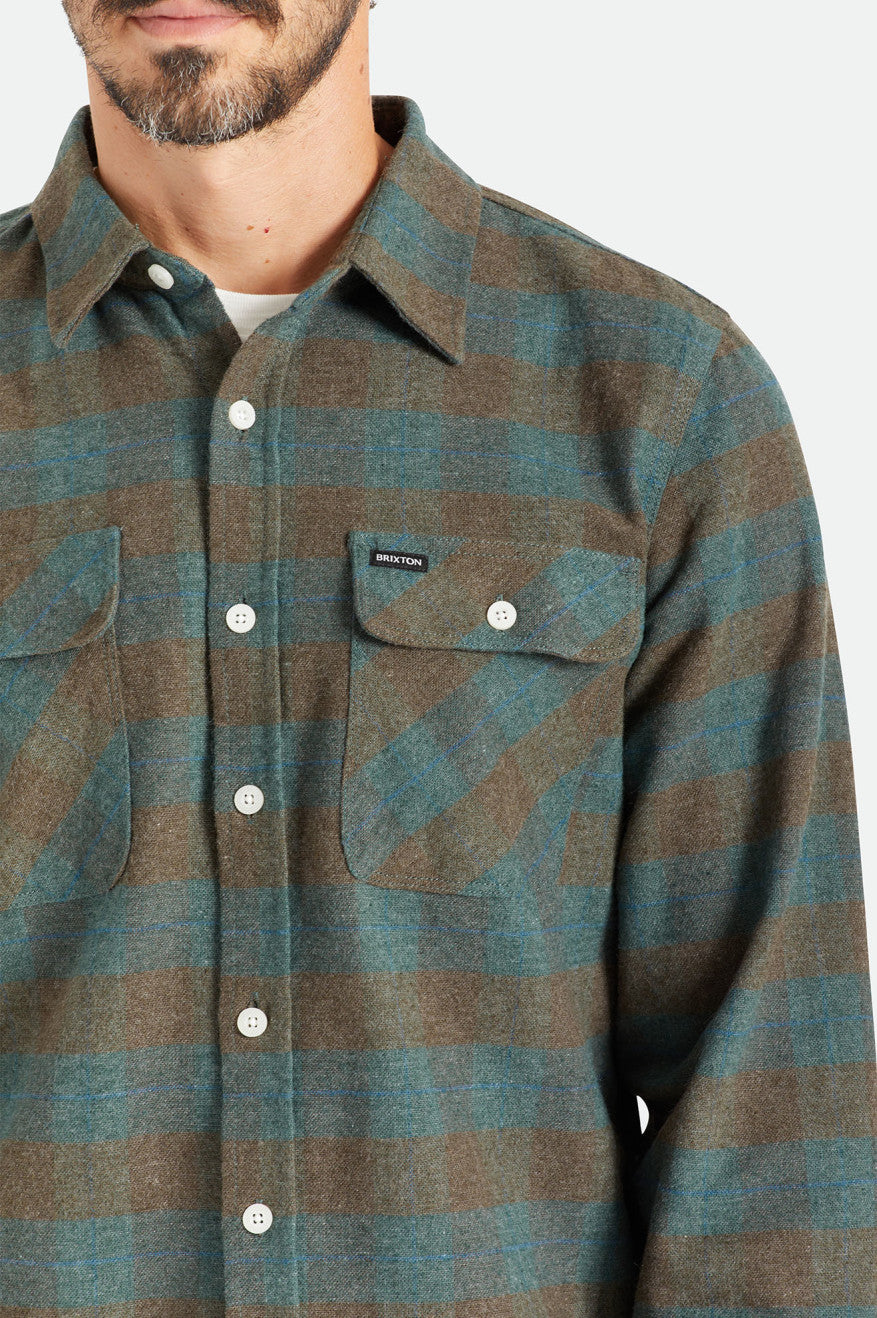 Topuri De Flanel Barbati Brixton Bowery L/S Albastri | XNFDC8671