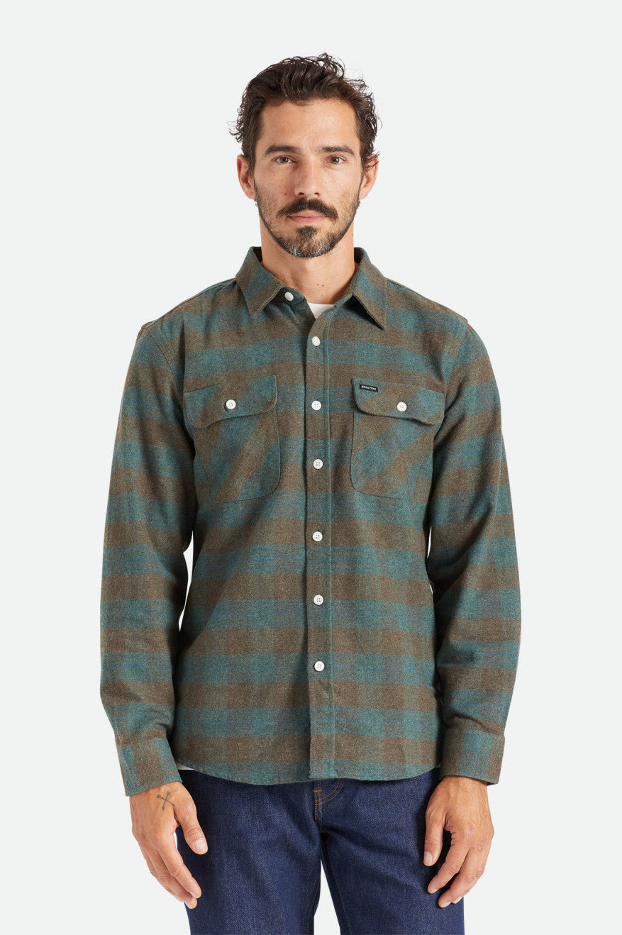 Topuri De Flanel Barbati Brixton Bowery L/S Albastri | XNFDC8671