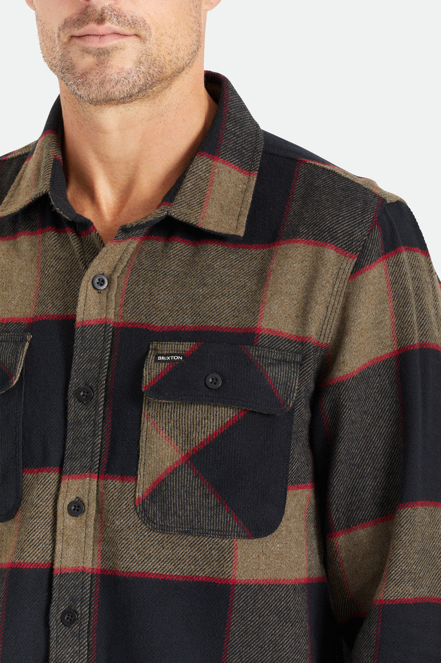 Topuri De Flanel Barbati Brixton Bowery L/S Gri | YKWMS0318