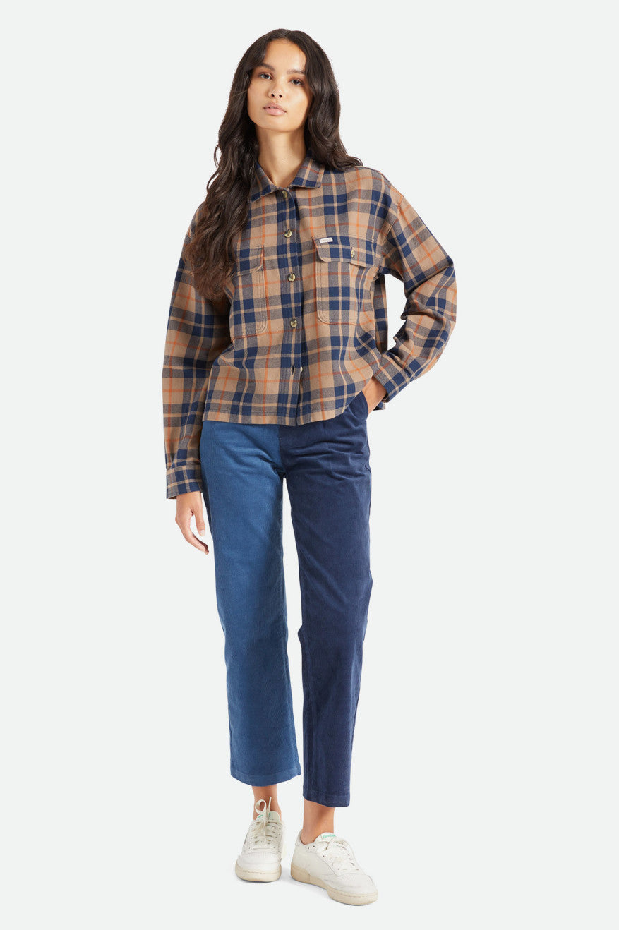 Topuri De Flanel Dama Brixton Bowery L/S Verzi Inchis | KCJXY3859