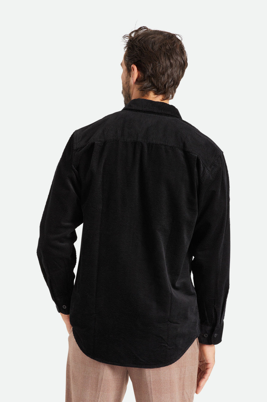 Topuri Țesute Barbati Brixton Porter L/S Waffle Corduroy Negrii | FGQWE4318