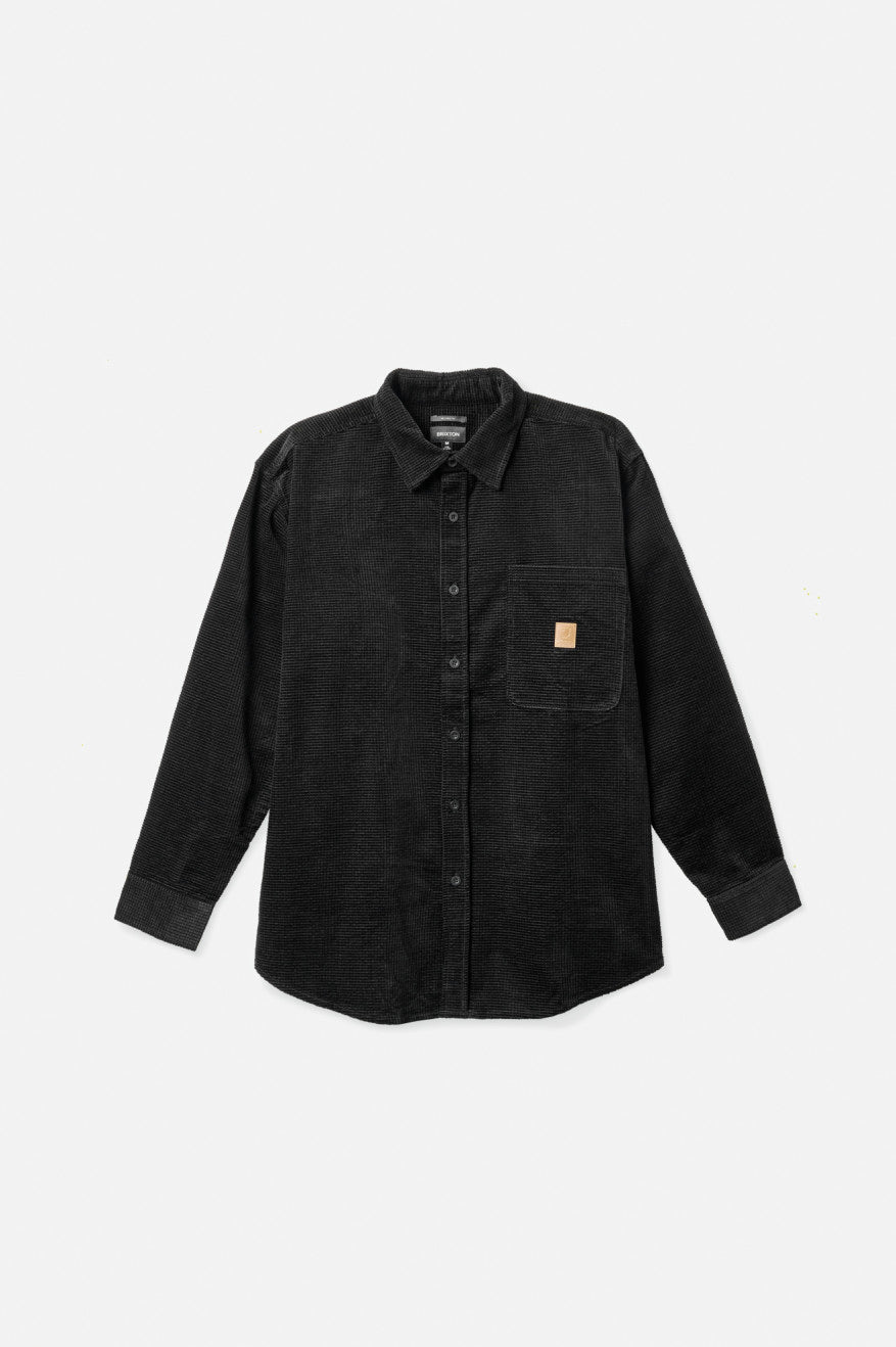 Topuri Țesute Barbati Brixton Porter L/S Waffle Corduroy Negrii | FGQWE4318