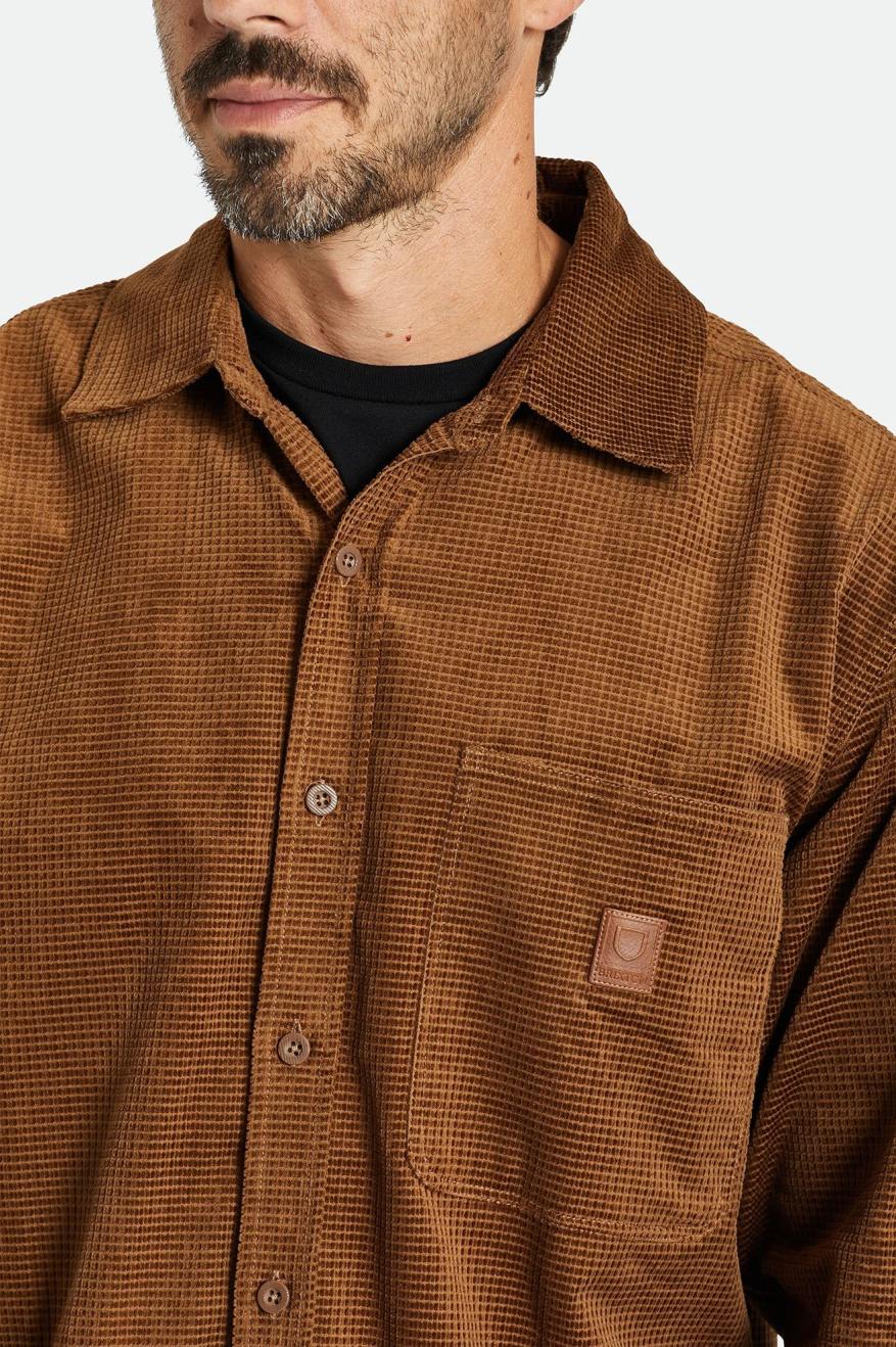 Topuri Țesute Barbati Brixton Porter L/S Waffle Corduroy Maro | UQNRE1238