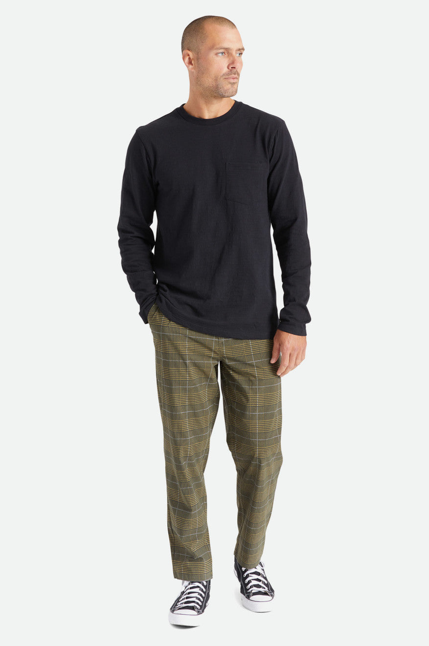 Tricotaje Barbati Brixton Basic Slub L/S Pocket Negrii | FSXYE9861