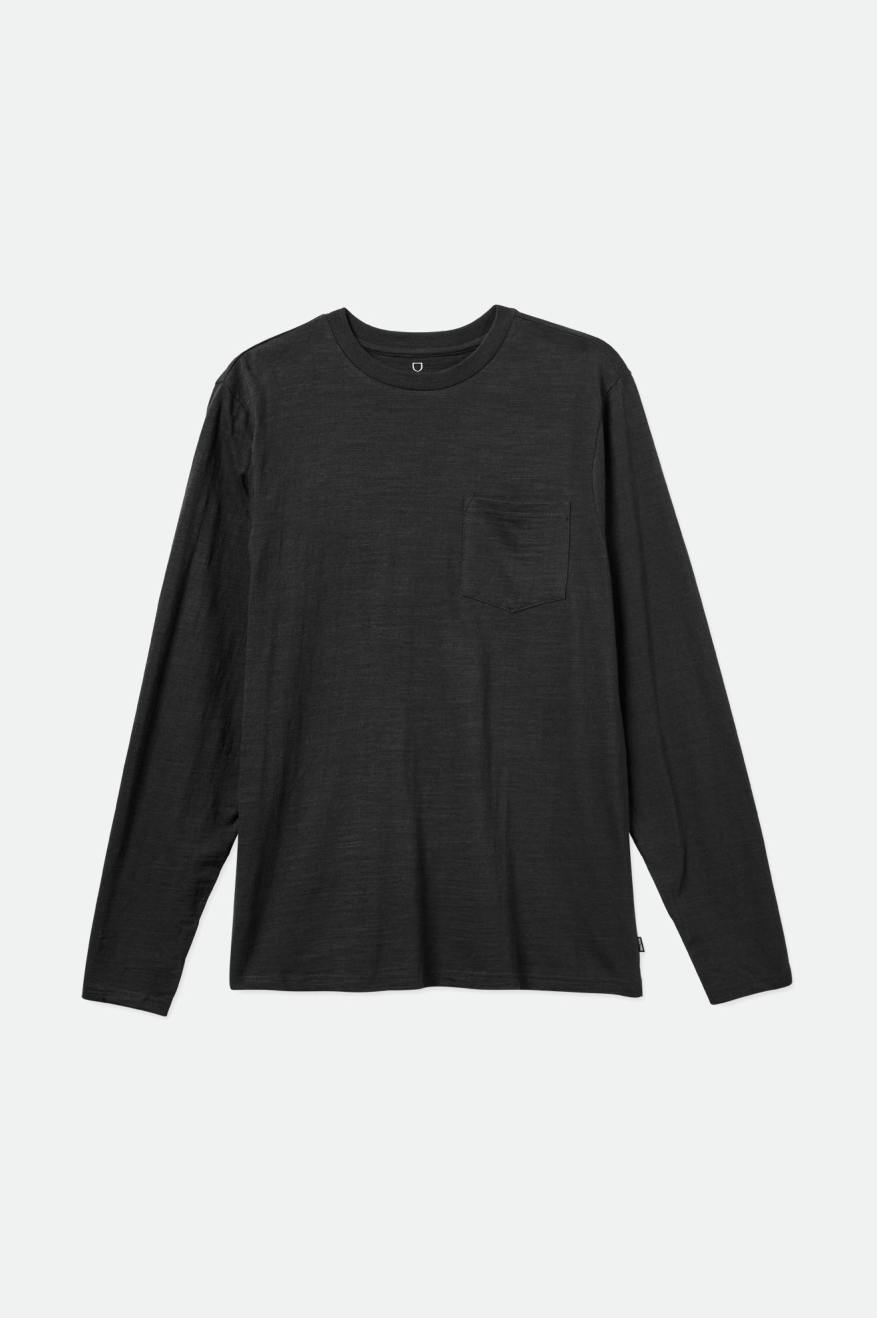 Tricotaje Barbati Brixton Basic Slub L/S Pocket Negrii | FSXYE9861