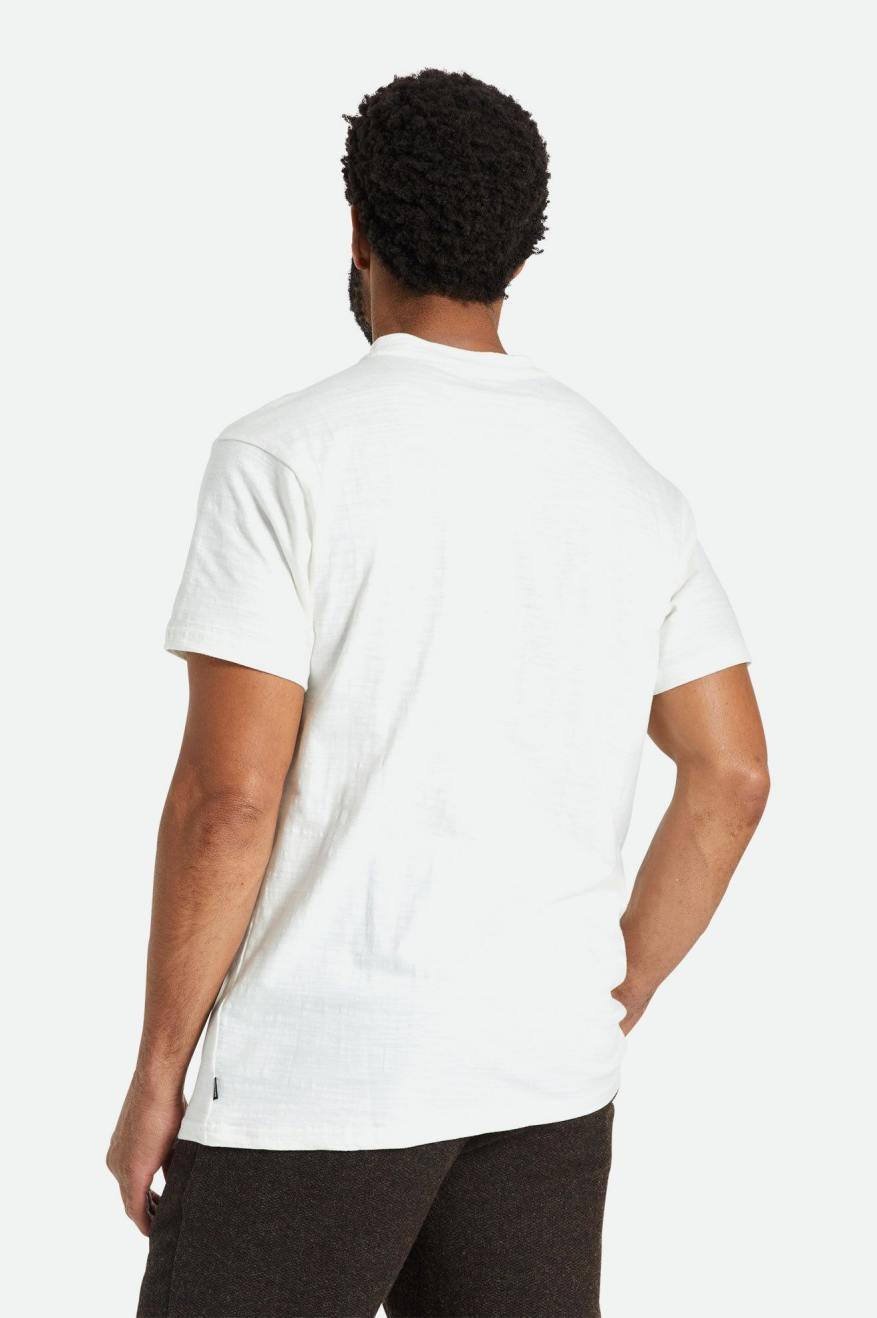 Tricotaje Barbati Brixton Basic Slub S/S Henley Albi | XVSBU5682