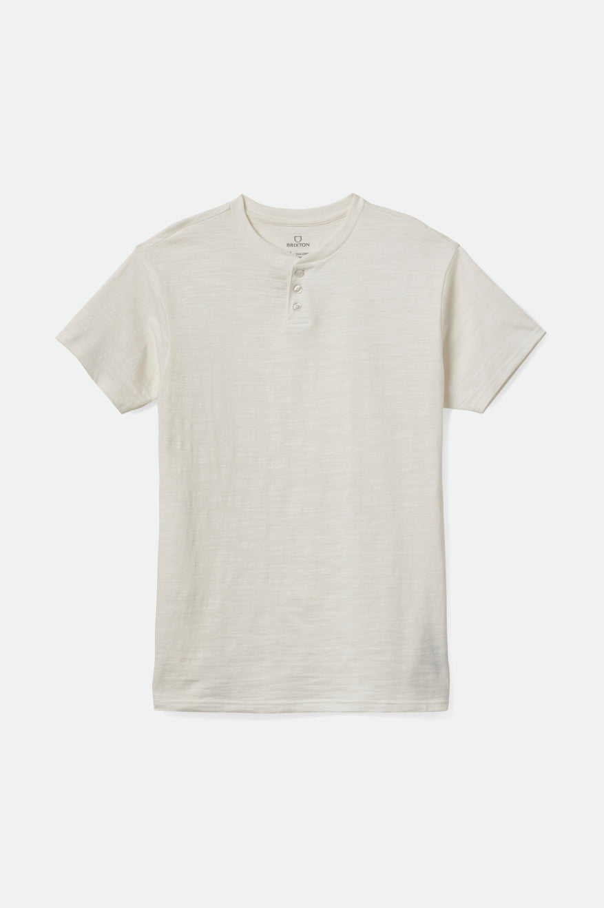 Tricotaje Barbati Brixton Basic Slub S/S Henley Albi | XVSBU5682