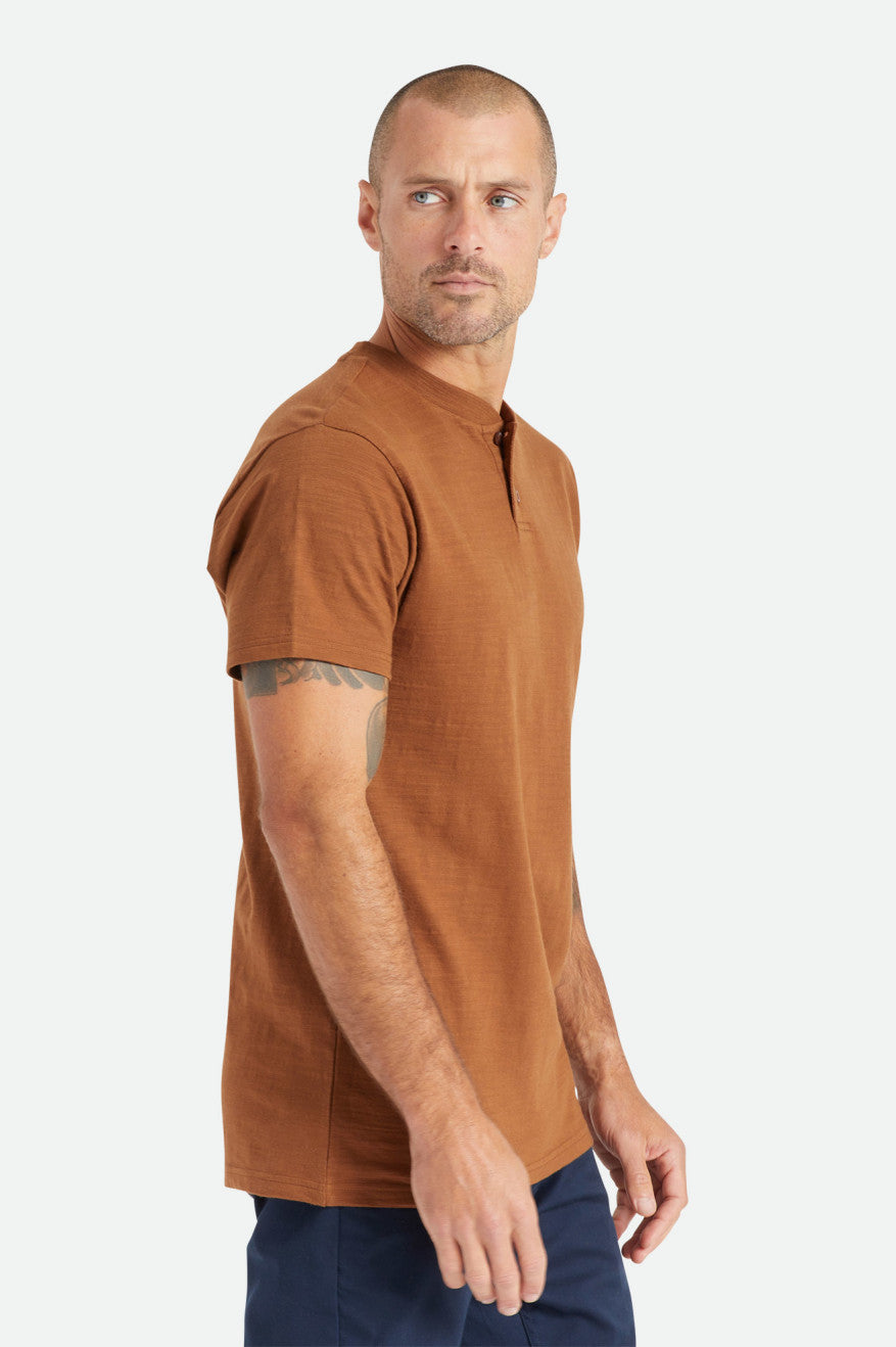 Tricotaje Barbati Brixton Basic Slub S/S Henley Maro | ZJAOQ0152