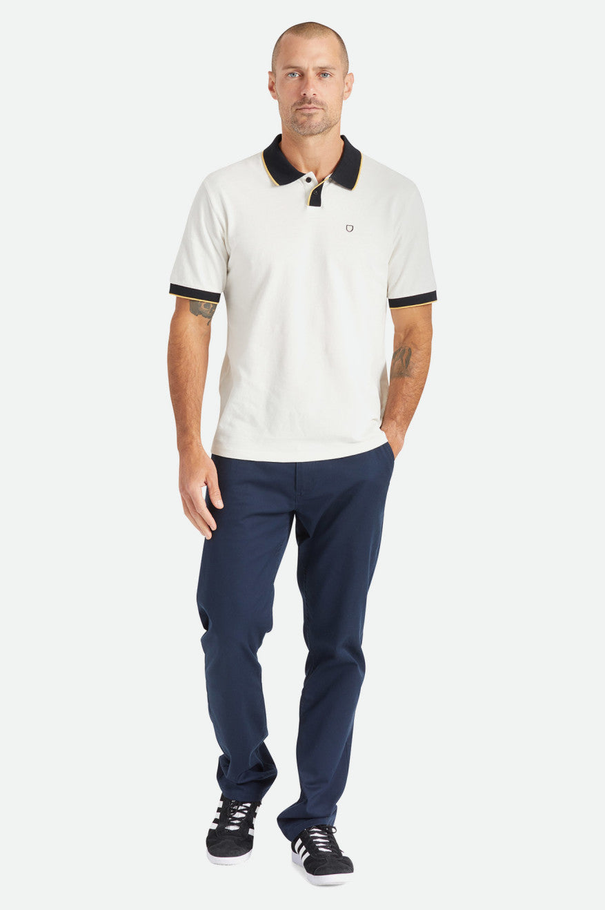 Tricotaje Barbati Brixton Proper S/S Polo Albi Negrii | PVFGC2897