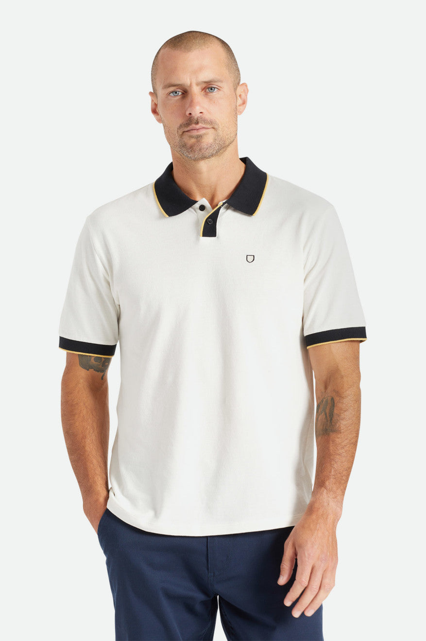 Tricotaje Barbati Brixton Proper S/S Polo Albi Negrii | PVFGC2897