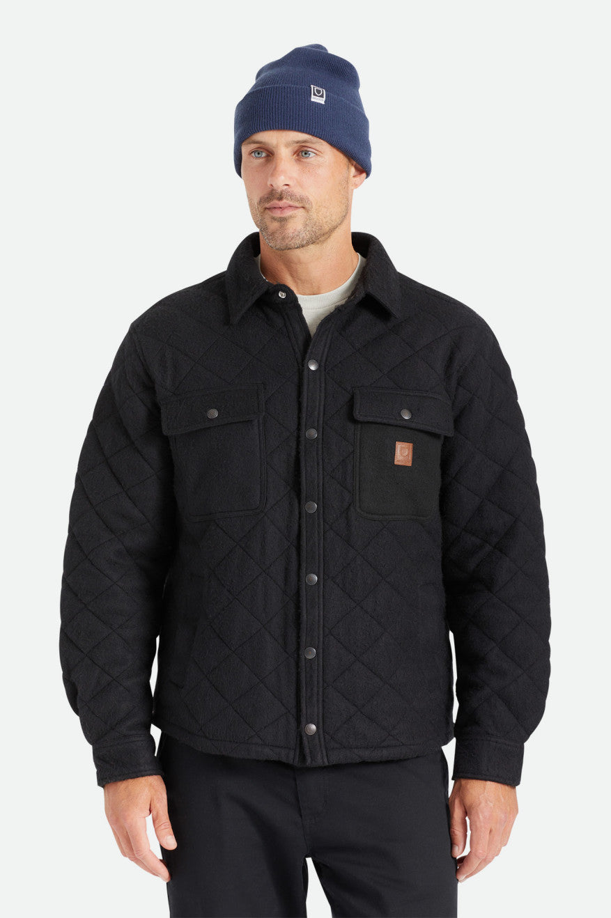 Geaca Barbati Brixton Cass Matlasat Fleece Negrii | WARXK6058