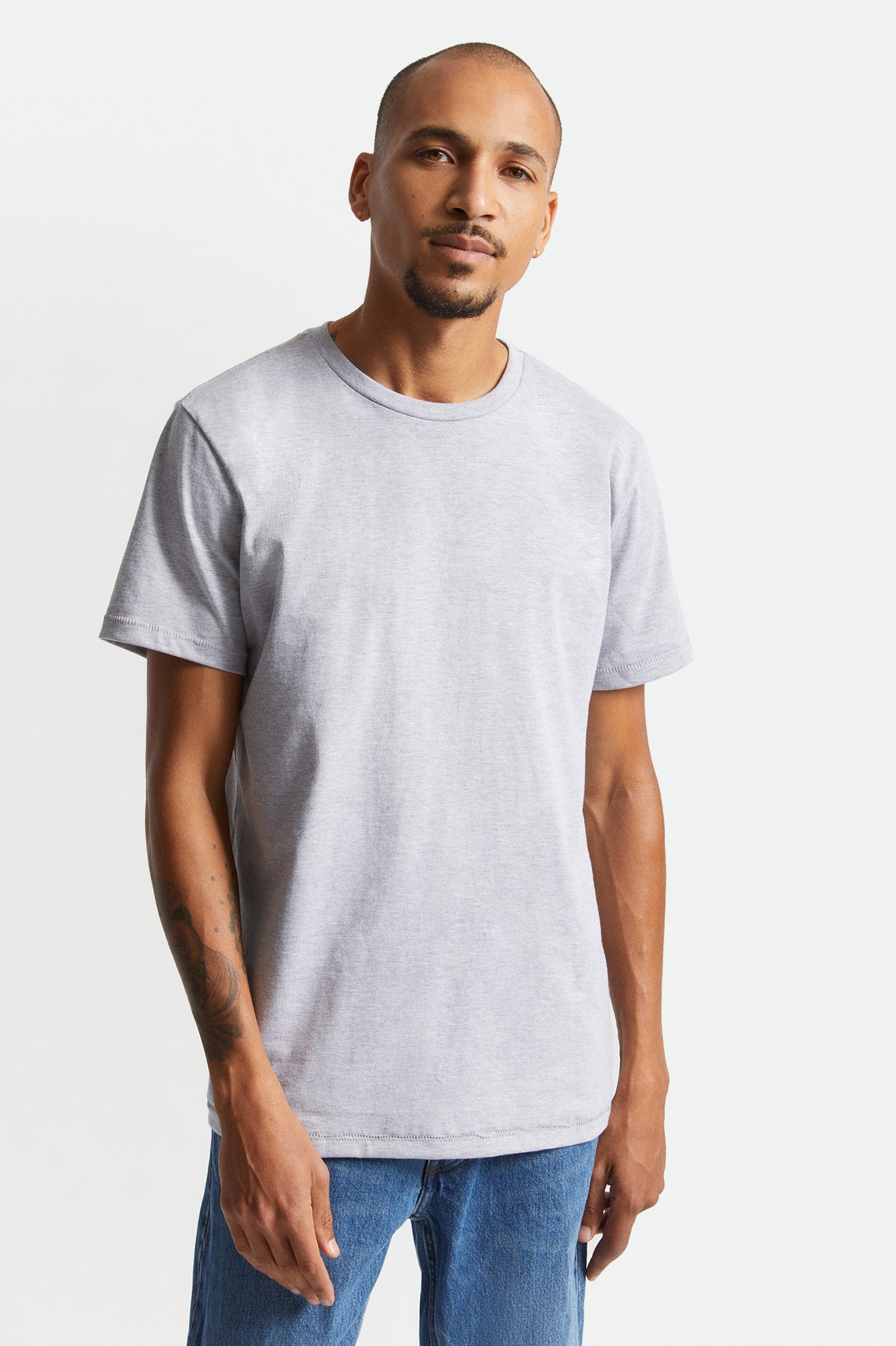 Topuri Barbati Brixton Basic S/S Tailored Gri | BRYVW8614