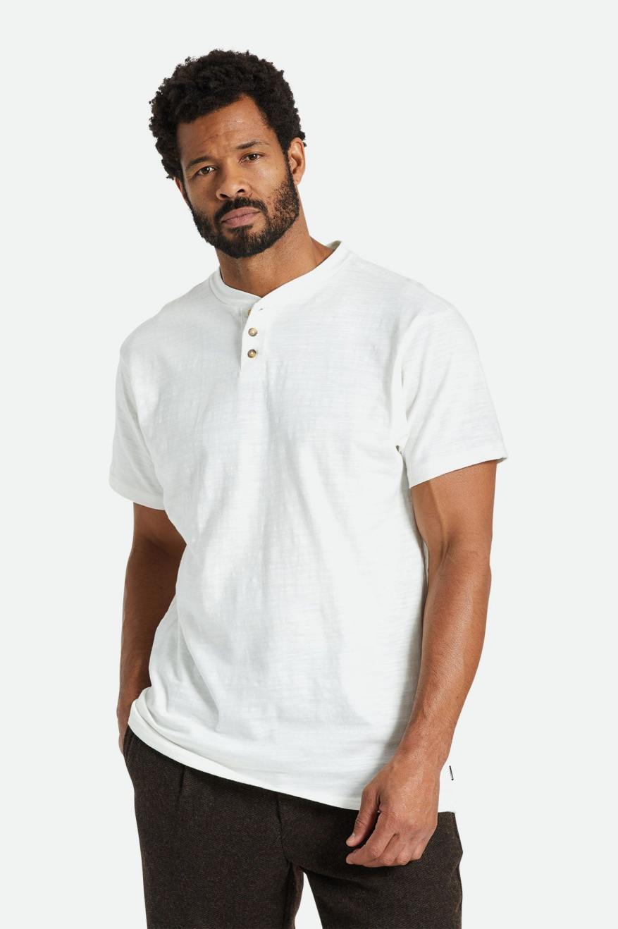 Topuri Barbati Brixton Basic Slub S/S Henley Albi | JCIAX1796