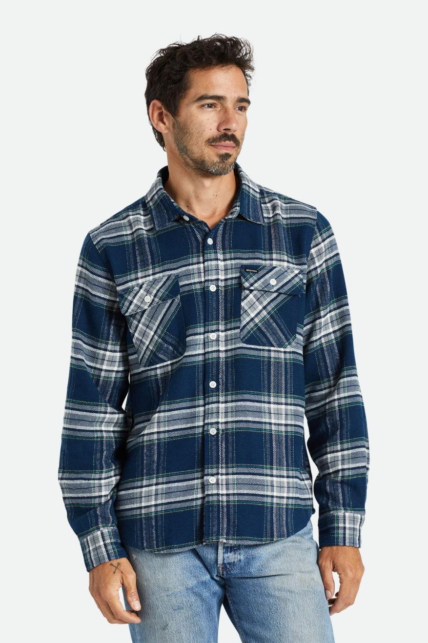 Topuri De Flanel Barbati Brixton Bowery L/S Gri | AOBWQ3406