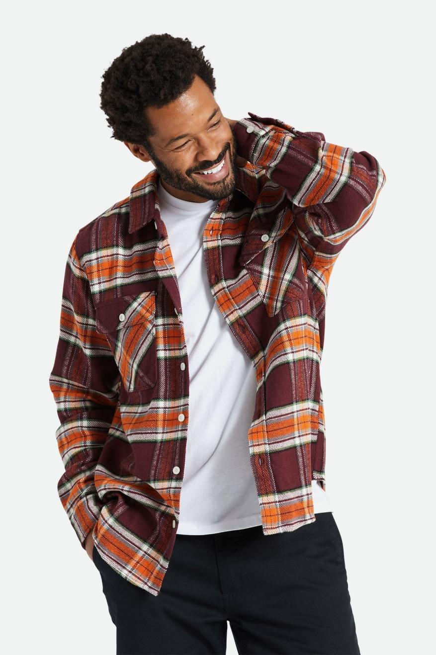 Topuri De Flanel Barbati Brixton Bowery L/S Portocalii | FOTNZ6032